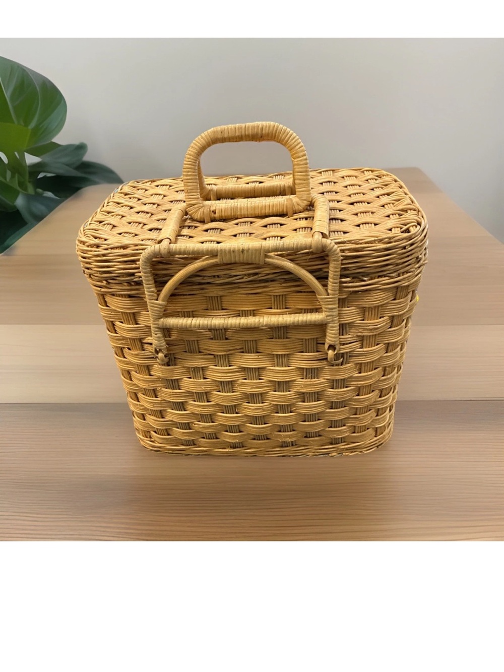 Woven Straw Picnic Basket